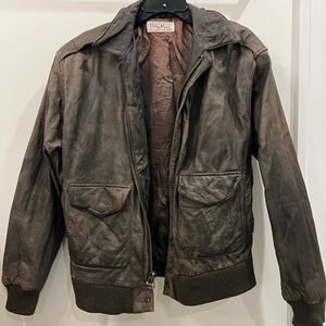 Vintage Philippe Monet Brown Leather Bomber Jacket M